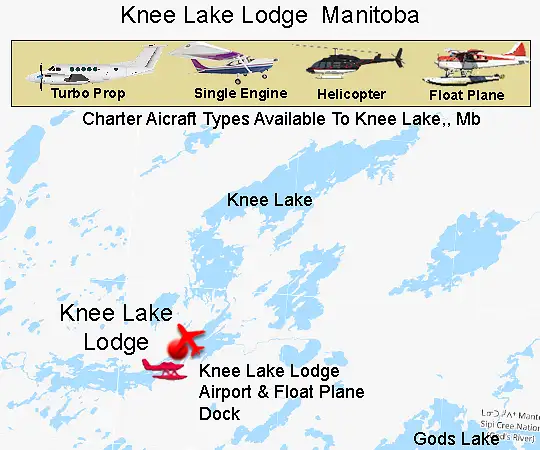 Knee Lake private runway and lodge air access area